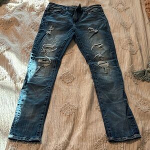 American Eagle Outfitters Men's Ripped Blue Skinny Jeans